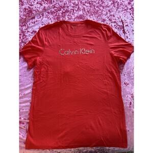 Calvin Klein Red Logo Women's XL T Shirt Summer Comfy Cozy